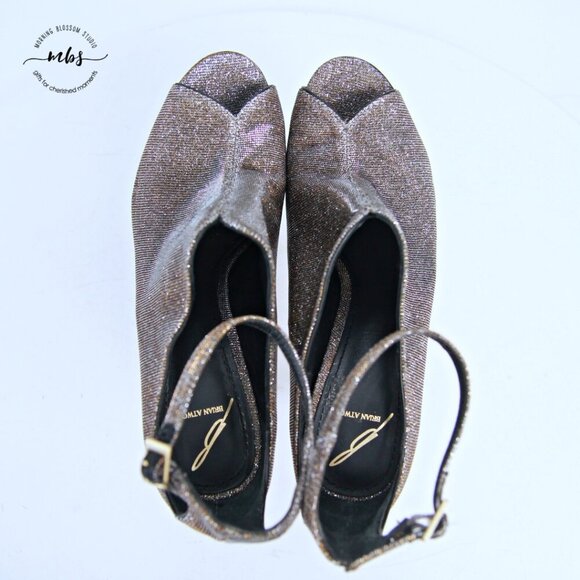 Brian Atwood BFliese Metallic Peep Toe Stilettos Silver Gold Women 7.5 - Picture 13 of 14